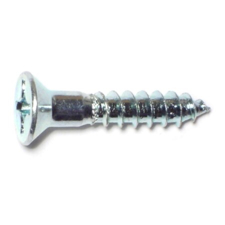 Midwest Fastener Wood Screw, #10, 1 in, Zinc Plated Steel Flat Head Phillips Drive, 30 PK 61787